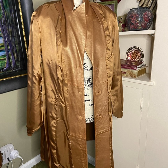 Unique copper buttery soft leather coat. Fully lined. Freccia D’Oro Size L - Picture 10 of 11